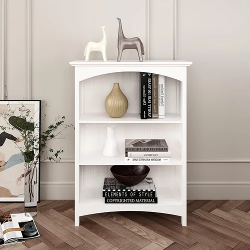 Miniatura 4 de eHemco Estantería de 3 niveles con 2 soportes arqueados, 40 pulgadas, color blanco