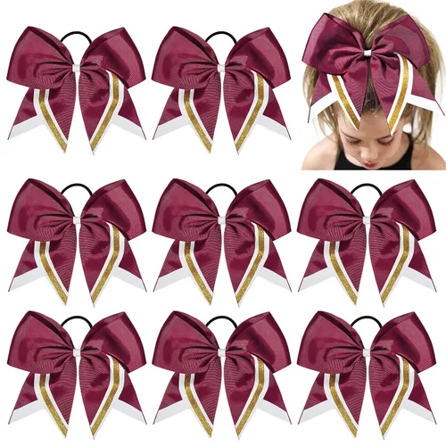 Miniatura 25 de 8 lazos de animación con brillantina, grandes lazos negros para animar, lazos para el pelo para niñas de 8 pulgadas, banda elástica a granel