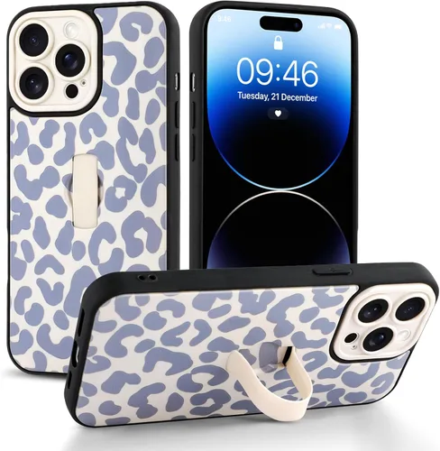 Miniatura 64 de Funda compatible con iPhone 17 Pro Max con correa de mano para los dedos, funda de teléfono con estampado de leopardo y guepardo para mujeres