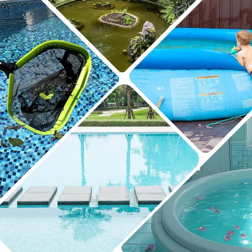 Miniatura 6 de Sepetrel Red de piscina, redes profesionales de skimmer de hojas de piscina para limpieza con bolsa grande de doble capa y resistente, marco