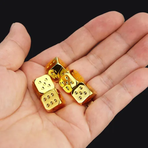 Miniatura 5 de Juego de dados poliédricos de aleación de zinc para juego de mesa (dorado)