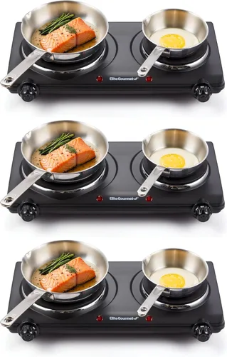 Miniatura 10 de Elite Gourmet ESB-301BF# Quemador de hierro fundido individual de encimera, placa caliente eléctrica de 1000 vatios, controles de temperatura, luces