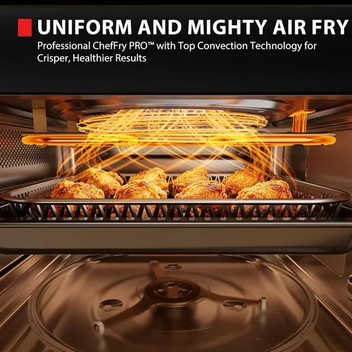 Miniatura 2 de TOSHIBA Optichef Pro Freidora de aire Combo horno microondas para encimera con inversor de origen, ChefDefrost, 1.0 pies cúbicos, 1000 W, acero