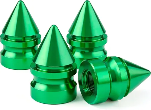 Miniatura 19 de 4 piezas de tapas de válvula de rueda con estilo púas, resistentes a la corrosión, universales de aleación de aluminio a prueba de polvo para Spiked