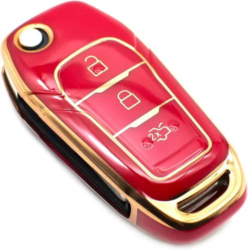 Miniatura 6 de FEYOUN Funda para llavero compatible con Ford Ranger Escape Expedition Explorer Fusion F-150 F-250 F-350 F-450 F-550 Flip 3 botones funda para Gris
