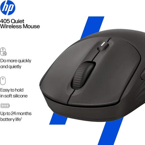 Miniatura 4 de HP Ratón inalámbrico silencioso 400, Bluetooth dual y 2.4 GHz, silicona suave, clics silenciosos, rueda Microsoft, batería de 24 meses, 6000 DPI