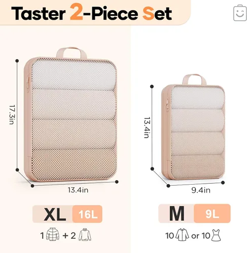 Miniatura 2 de Veken Juego de 26911 cubos de compresión para artículos esenciales de viaje, bolsas organizadoras compresibles expandibles para equipaje grande