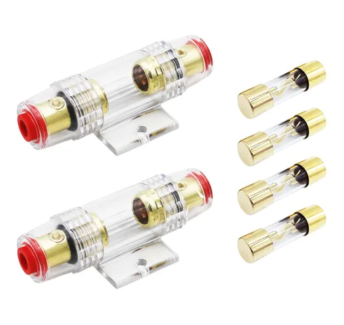 Miniatura 8 de Soporte de fusible AGU en línea para cable AWG calibre 4-10, calibre 6 y calibre 8, con dos fusibles AGU de 80 A para audio de automóvil, alarma, 1