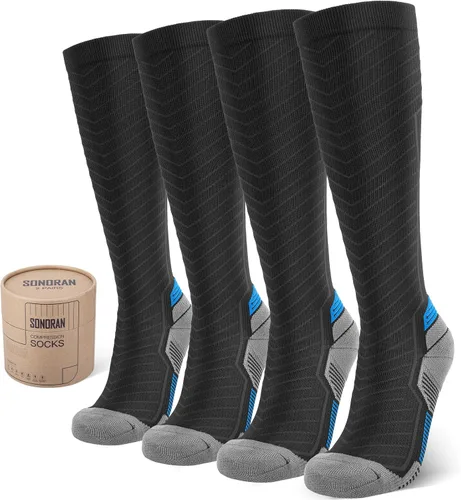 SONORAN Calcetines de compresión para hombres y mujeres (246 pares) 20-30 mmHg de compresión graduada hasta la rodilla para correr, atletismo
