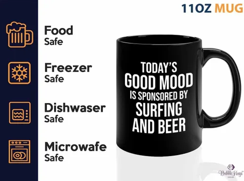 Miniatura 3 de Hobby - Taza de café (11 onzas), color negro, para surf y cerveza, Windsurf Beach Wave Summer Buceo, Navegación en barco, amantes del mar