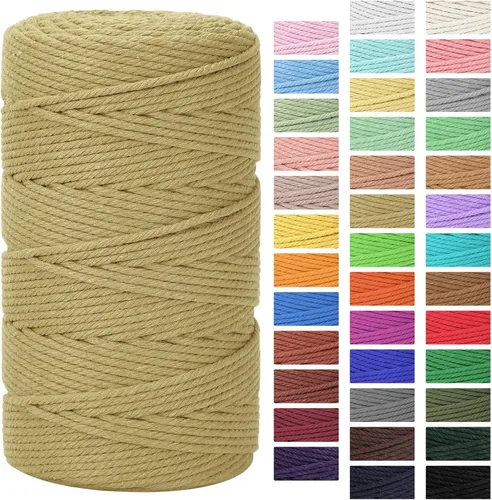 Miniatura 22 de Cordón de macramé de 0.118 in x 328 yardas Cuerda de macramé 100% algodón natural Cuerda de algodón trenzado de 4 hebras para manualidades, Gris