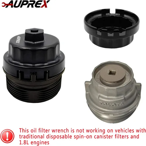 Miniatura 4 de AUPREX Llave de filtro de aceite de aluminio para Toyota Camry, Lexus, Tundra, 4Runner, Highlander, RAV4 y más, 64mm 14 estrías, negro