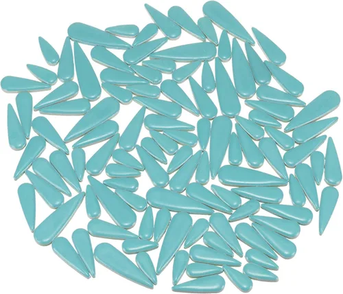 Miniatura 12 de uxcell Mosaico de cerámica, 7.05 oz de lágrima de hojas de flores, bloques de mosaico para manualidades, decoración del hogar, verde oscuro