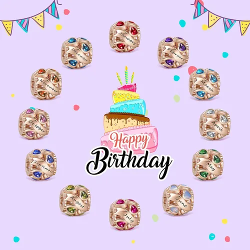 Miniatura 5 de Abalorio de plata de ley 925 con piedra natal de Ningan, abalorio de corazón para pulseras y collares, regalo de cumpleaños para mujeres y niñas