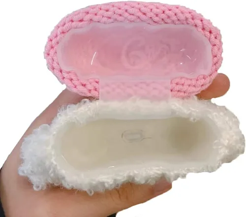 Miniatura 8 de Lindo estuche de felpa suave hecho a mano de piel blanca esponjosa para perros y perritos de peluche para Airpods2 Airpod de dibujos animados