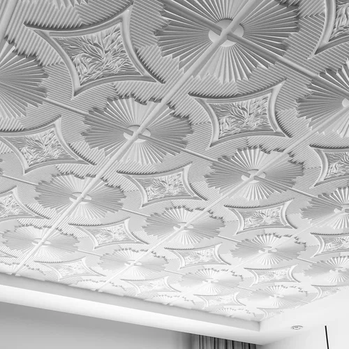 Miniatura 10 de Art3d Azulejos de techo caídos de 24 x 24 pulgadas, color negro (paquete de 12, 48 pies cuadrados), paneles de revestimiento 3D con pegamento de 2 x