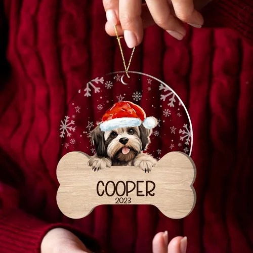 Miniatura 80 de Nazenti American Pit Bull Terrier Adorno de Navidad, adorno de perro fotográfico, adorno de perro personalizado, adornos de fotos de madera