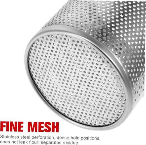Miniatura 3 de Operitacx Cesta de colador de pasta de té de acero inoxidable, filtro de espagueti, malla de fideos con asa para el hogar, cocina, 3.5 in, alimentos