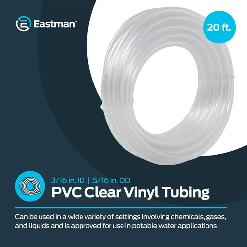 Miniatura 2 de Eastman Tubo de vinilo transparente de PVC de 3/16 pulgadas de diámetro interior (5/16 pulgadas de diámetro exterior), 20 pies de longitud, 98562