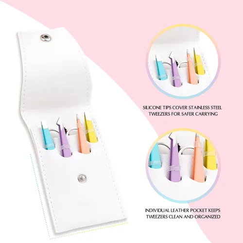 Miniatura 6 de LANKIZ Pinzas para el vello facial de las mujeres – Pinzas de cejas de acero inoxidable de precisión para hombres y mujeres, puntas inclinadas