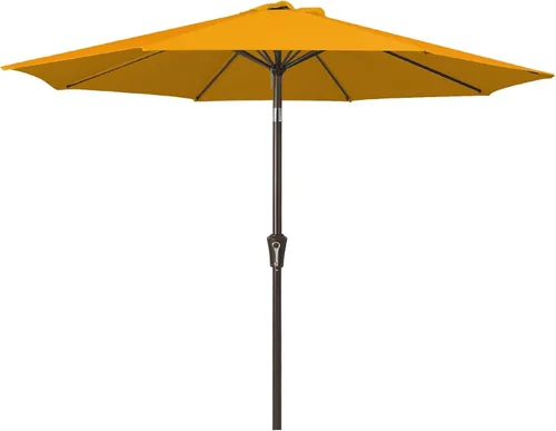 Miniatura 8 de JEAREY Sombrilla de mesa de patio al aire libre de 9 pies con botón de inclinación y manivela, sombrilla de mercado, 8 varillas resistentes, Verde