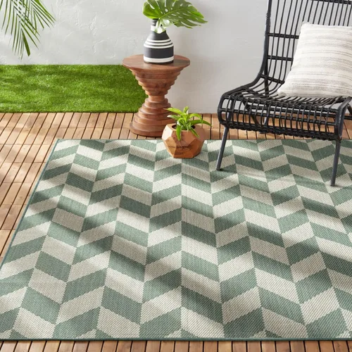 Miniatura 14 de Nicole Miller New York Patio Country Calla - Alfombra contemporánea de espiga para pasillo de interiores y exteriores, azul/gris, 1 pie y 9 pulgadas