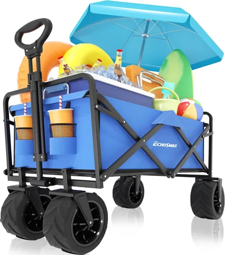 Miniatura 10 de EchoSmile Carro plegable de alta resistencia de 350 libras de capacidad, carrito plegable al aire libre para acampar y comestibles, carrito
