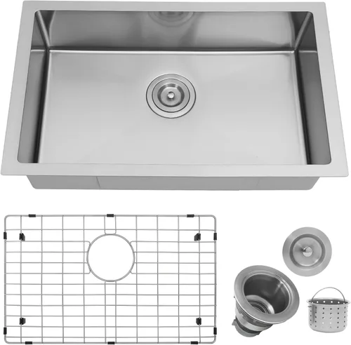 Miniatura 11 de Kitsitchen Fregadero de cocina para autocaravana, calibre 16, T304S, fregaderos de cocina de acero inoxidable para montaje inferior, fregadero