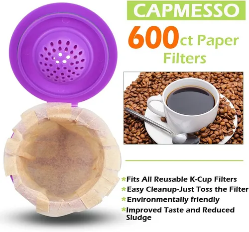 Miniatura 4 de CAPMESSO Filtros de papel desechables para café Reemplazo de filtros de café Kerig Filtros de café compatibles con cápsulas reutilizables de una