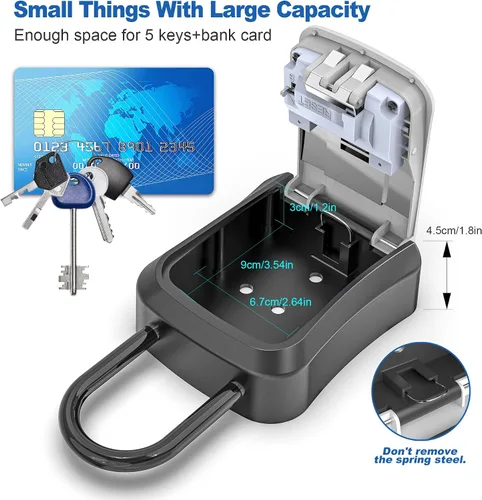 Miniatura 6 de Caja de Seguridad para Llaves para Exterior, Portátil Impermeable Montada en la Pared Combinación Cambiable de 4 Dígitos Caja de Seguridad
