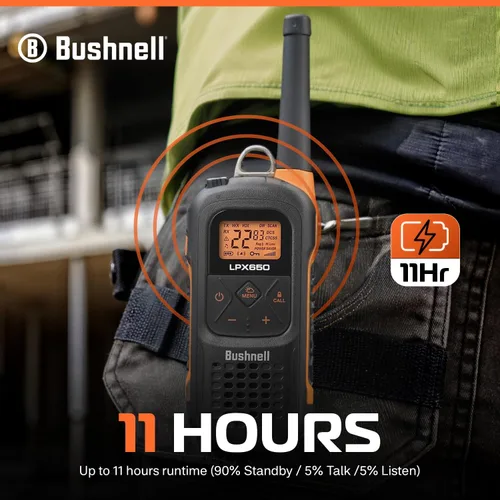 Miniatura 5 de Bushnell LPX650 Walkie Talkie Radio – Calidad fiable, diseño flotante resistente, 2 W de potencia para 42 millas de alcance, radios bidireccionales