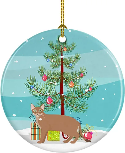 Miniatura 229 de Caroline's Treasures Adorno de cerámica con texto en inglés "Merry Christmas" para colgar en el árbol de Navidad, decoración para el hogar, Navidad
