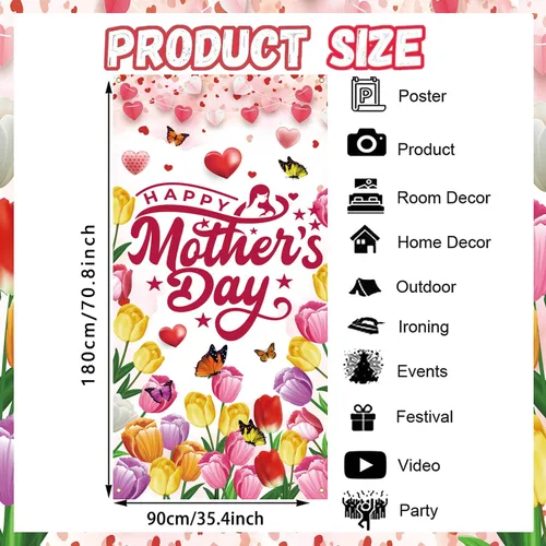 Miniatura 2 de Decoraciones para el Día de la Madre, Día de la Madre, Día de la Madre, decoración de fiesta del día de la madre, 71 x 35 pulgadas