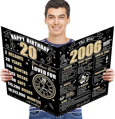 Miniatura 24 de Turypaty Tarjeta de 10 cumpleaños grande con sobre para niños y niñas, libro de firmas de invitados gigante de feliz 10 cumpleaños en negro y oro