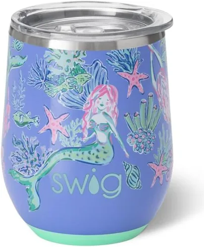 Miniatura 26 de Swig Life Vaso de vino de 12 onzas con tapa, acero inoxidable, apto para lavavajillas, portátil, triple aislamiento (todos los americanos)