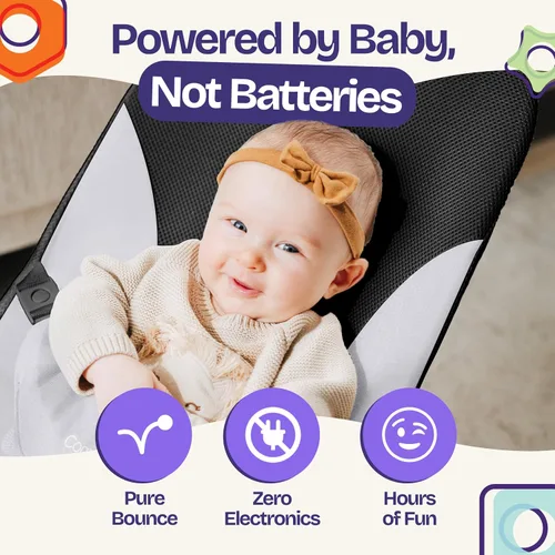 Miniatura 5 de ComfyBumpy Asiento Ergonómico Rebotador para Bebé - Estuche de Transporte de Viaje Adicional - Silla Rebotadora Segura y Portátil con Posiciones