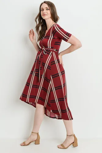 Miniatura 3 de Vestido cruzado de maternidad para mujer, longitud media con cinturón