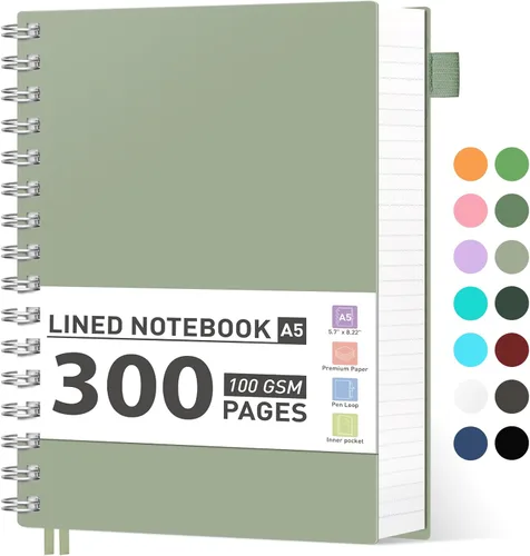 Miniatura 18 de AHGXG Cuaderno espiral rayado para universidad - Cuaderno espiral perforado A4 de 8.5" x 11", 300 páginas con páginas perforadas fáciles de rasgar