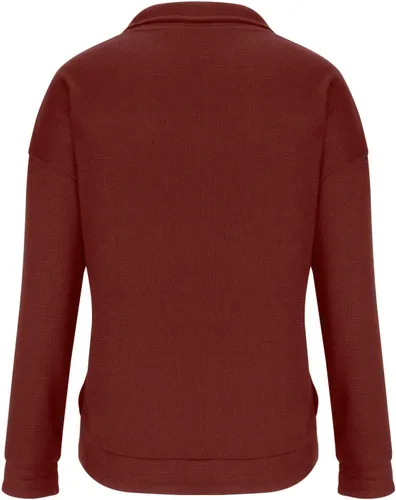 Miniatura 5 de SHENGXINY Womens V Neck 12 Zipper Sweatshirts Loose Long Sleeve Fall Pullover Tops 2023 Basic Plain Shirts Fashion Blouse