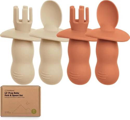 Miniatura 12 de KeaBabies Juego de 4 cucharas y tenedores de silicona para bebés - Utensilios para destete con luz LED para bebés de 6 a 12 meses, cuchara y tenedor