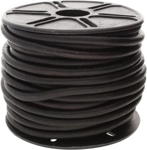 Miniatura 136 de The Beadsmith Cordón de cuero – Negro – Bobina de 0.039 in – 5 yardas/14.8 ft – Tanga de cuero indio ideal para trenzar, cuentas, collares, cordones