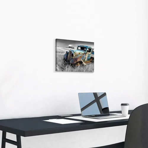 Miniatura 5 de Lienzo decorativo para pared de automóvil oxidado: cuadros de camiones viejos impresos en lienzo para dormitorio
