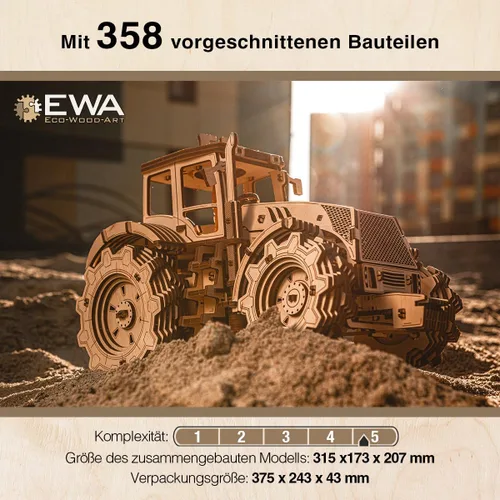 Miniatura 5 de EWA Eco-Wood-Art - Rompecabezas de tractor mecánico tridimensional KIROVETS K-7M para adultos y adolescentes-Colección sin pegamento-596 detalles