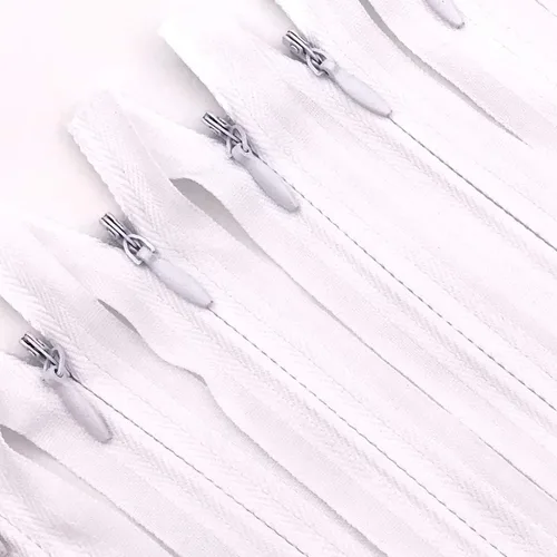 Cremallera invisible de nailon para textiles del hogar/costura de bricolaje, 9 pulgadas/12 pulgadas/14 pulgadas/16 pulgadas/18 pulgadas/20 Blanco