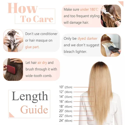 Miniatura 7 de Extensiones de cabello Sego, cabello humano estilo remy, con cinta adhesiva, lacio, cinta adhesiva de entramado tipo piel, sin costuras, invisible