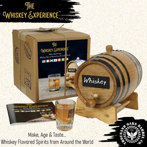Miniatura 2 de The Whiskey Experience - Kit prémium para hacer whisky con barril de envejecimiento de roble carbonizado de 2 litros y sabores de esencia de licor