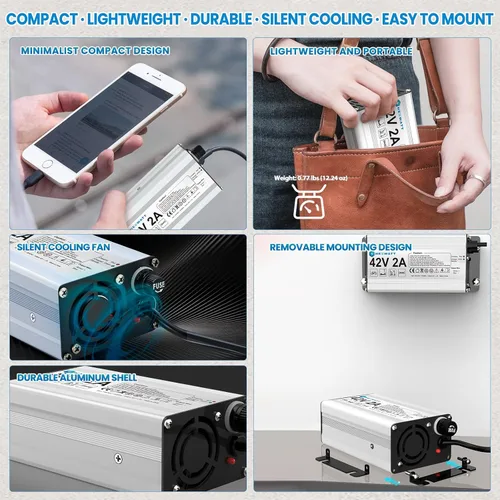 Miniatura 5 de Cargador de 42 V 2 A para batería de iones de litio de 36 V, scooter eléctrico, Hoverboard ebike cargador de batería de bicicleta eléctrica