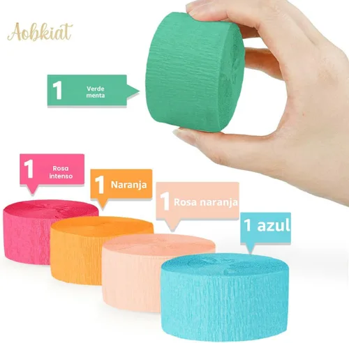 Miniatura 6 de AOBKIAT 5 rollos de papel crepé de serpentinas de arco iris, decoraciones de fiesta de Candyland para Navidad, cumpleaños, boda, despedida