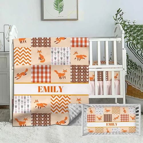 Miniatura 9 de Juego de ropa de cama personalizado para cuna de bebé, edredón de cuna con nombre personalizado, ropa de cama de vaquero para guardería, juego de 2