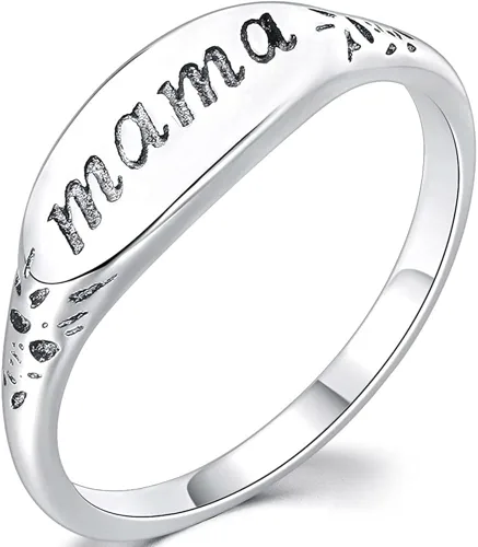 Jude Jewelers Anillo de acero inoxidable para mamá, mamá, día de la madre, cumpleaños, Navidad, boda, vacaciones, Metal no precioso., Zirconia cúbica